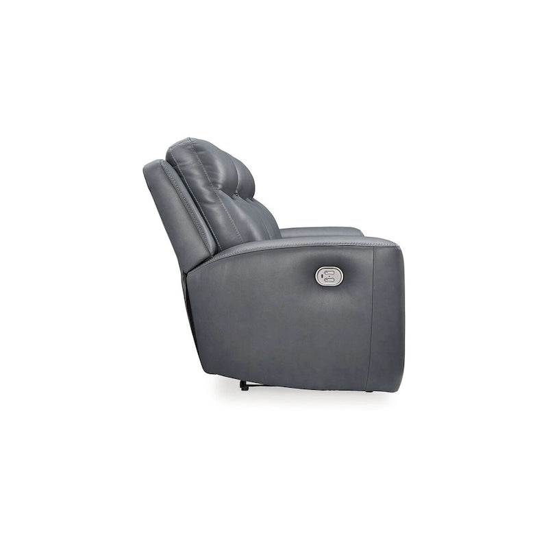 89" Power Reclining Sofa with Adjustable Headrest & USB Port, Steel Leather