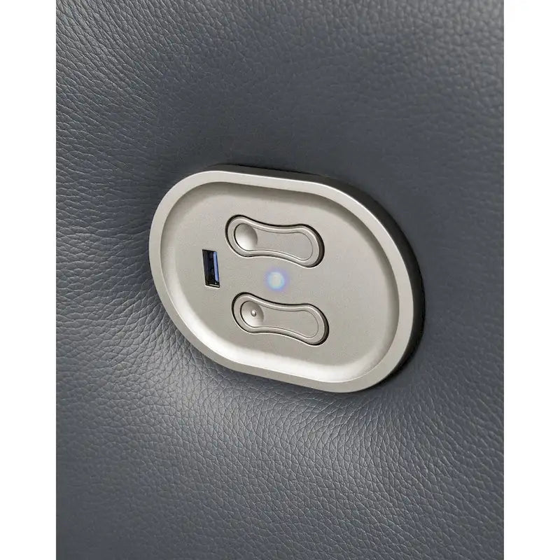89" Power Reclining Sofa with Adjustable Headrest & USB Port, Steel Leather