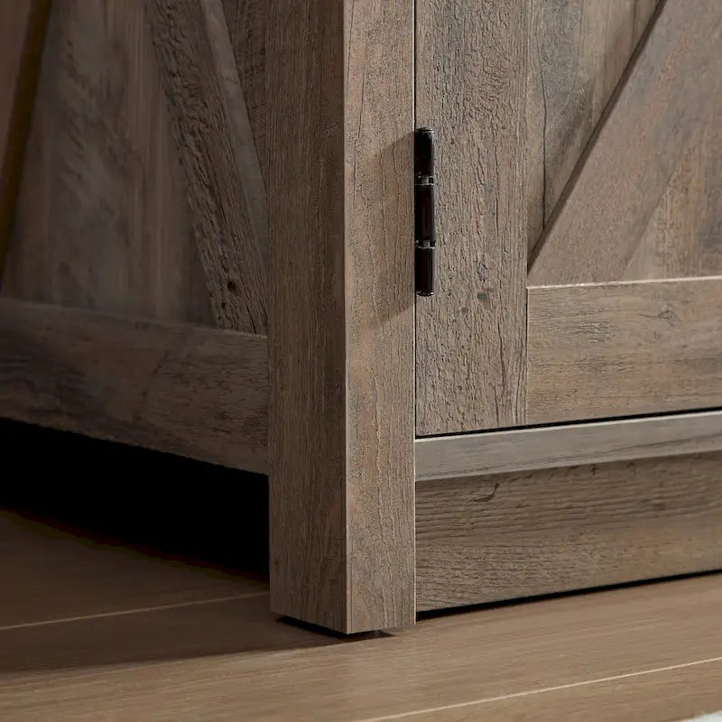 Farmhouse Barn Door TV Stand with Open & Closed Storage — Fits TVs up to 65"