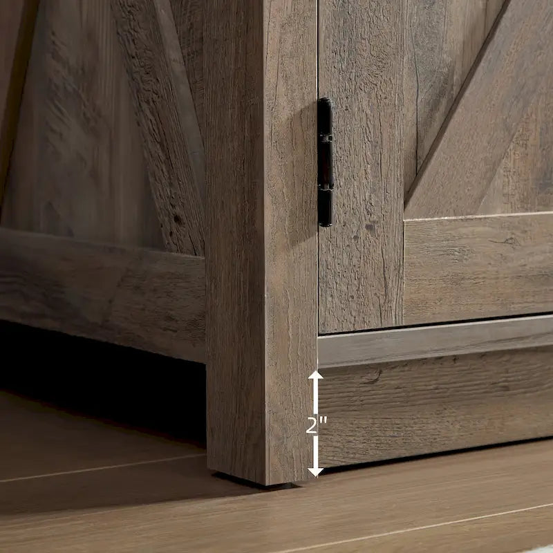 Farmhouse Barn Door TV Stand with Open & Closed Storage — Fits TVs up to 65"