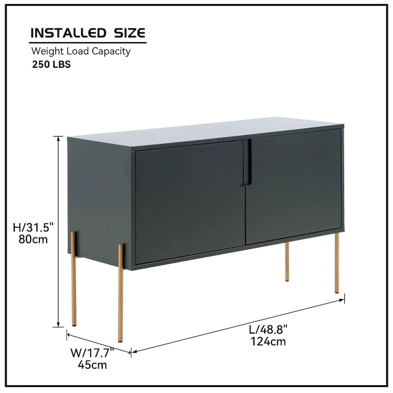 Mid-Century Modern Green Sideboard Cabinet with Storage — 48.4"