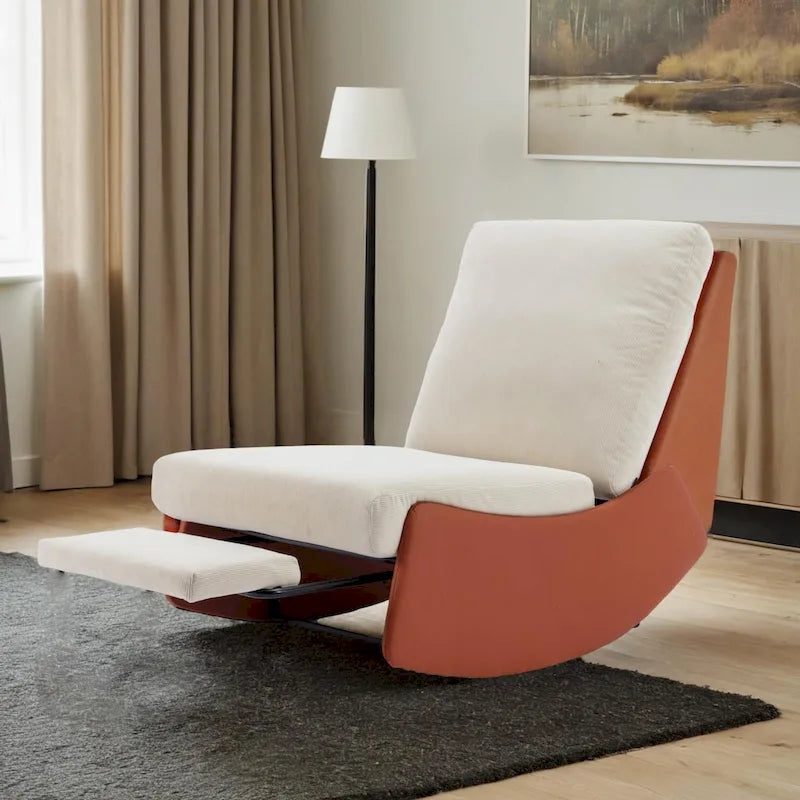 Upholstered Rocking Recliner with Adjustable Backrest & Footrest
