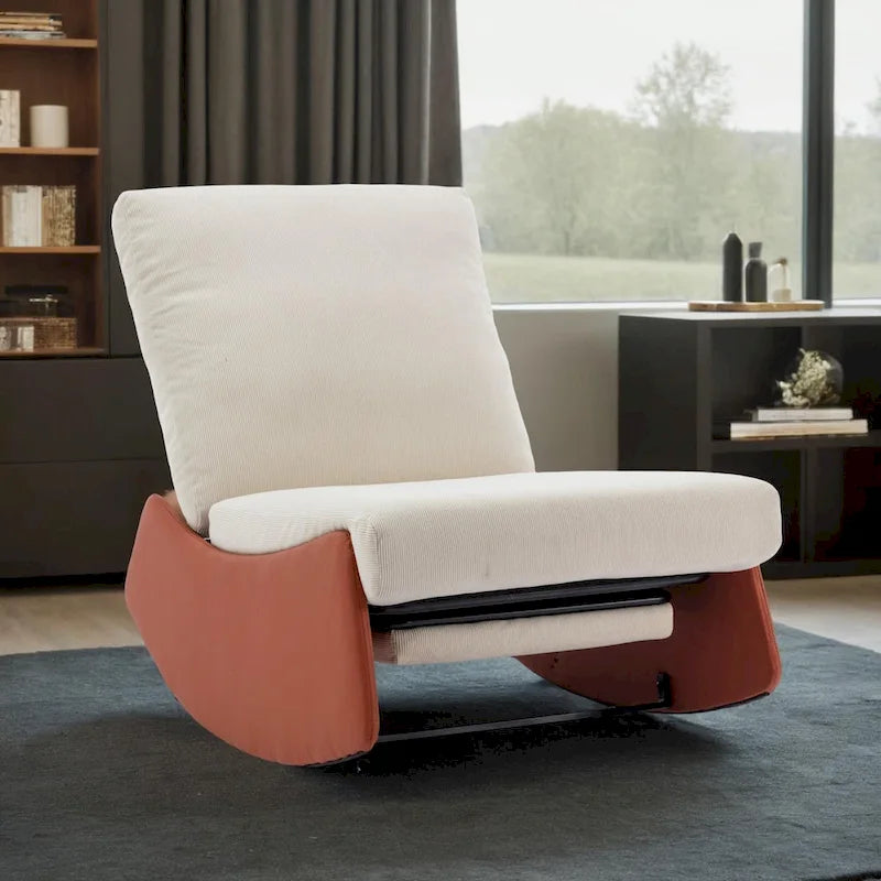 Upholstered Rocking Recliner with Adjustable Backrest & Footrest