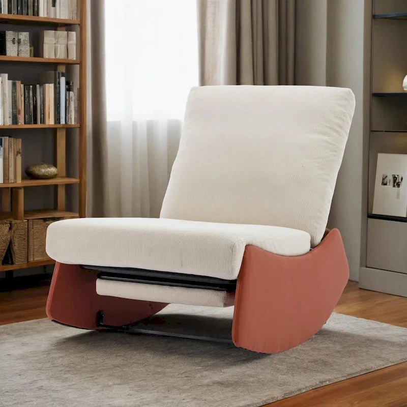 Upholstered Rocking Recliner with Adjustable Backrest & Footrest