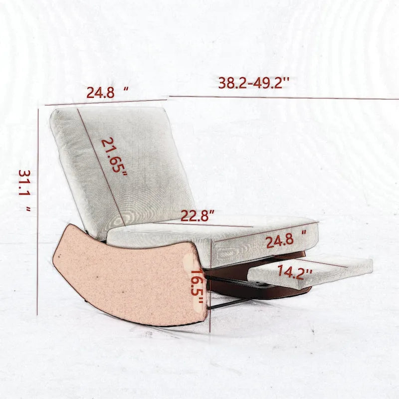 Upholstered Rocking Recliner with Adjustable Backrest & Footrest