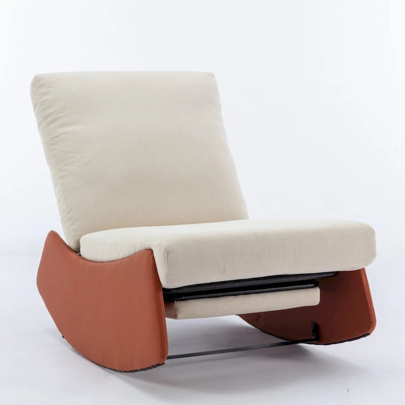 Upholstered Rocking Recliner with Adjustable Backrest & Footrest