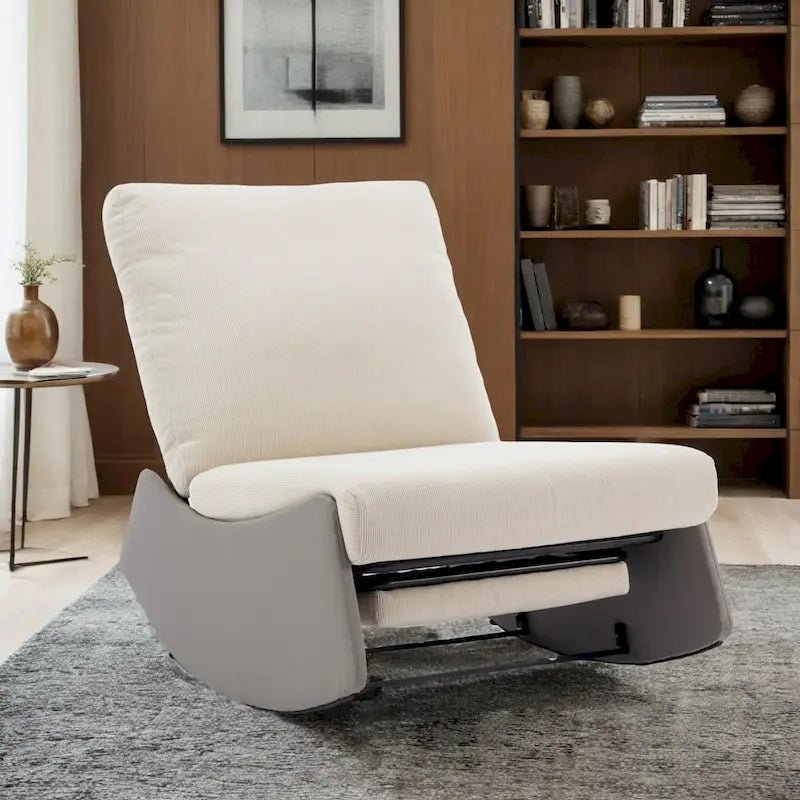 Upholstered Rocking Recliner with Adjustable Backrest & Footrest