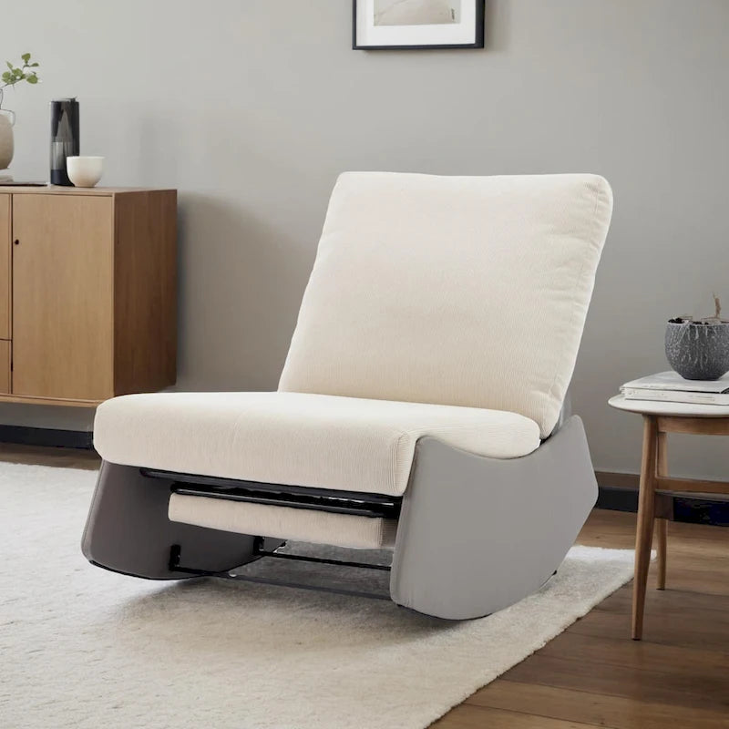 Upholstered Rocking Recliner with Adjustable Backrest & Footrest