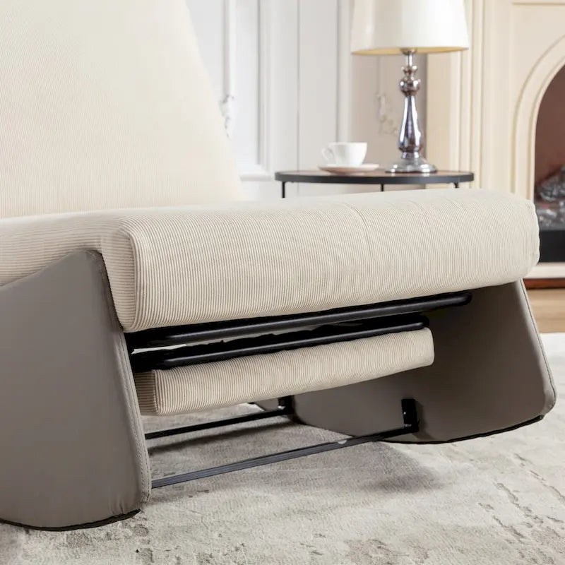 Upholstered Rocking Recliner with Adjustable Backrest & Footrest