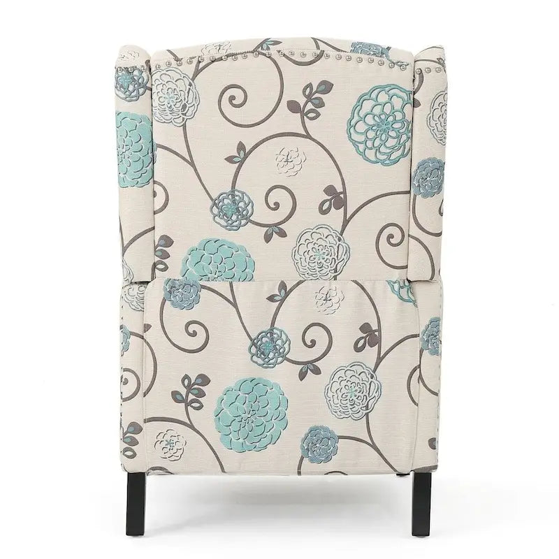 Traditional Wingback Fabric Recliner Chair with Studded Border & Padded Cushion