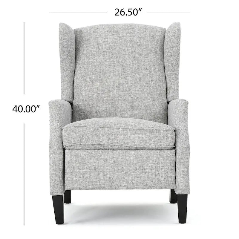 Traditional Wingback Fabric Recliner Chair with Studded Border & Padded Cushion