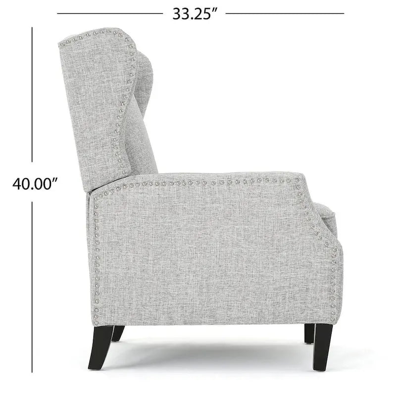 Traditional Wingback Fabric Recliner Chair with Studded Border & Padded Cushion
