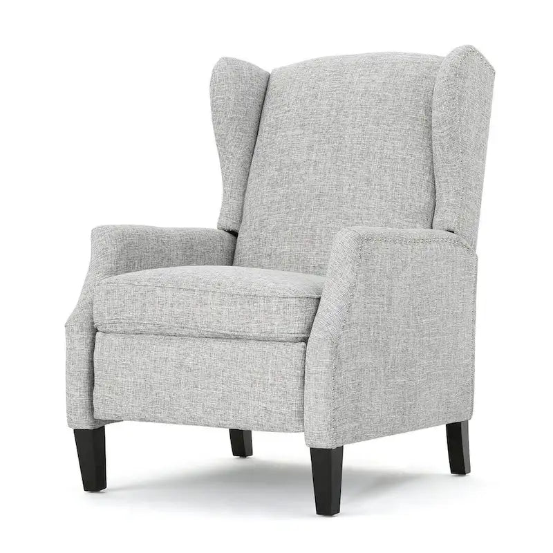 Traditional Wingback Fabric Recliner Chair with Studded Border & Padded Cushion