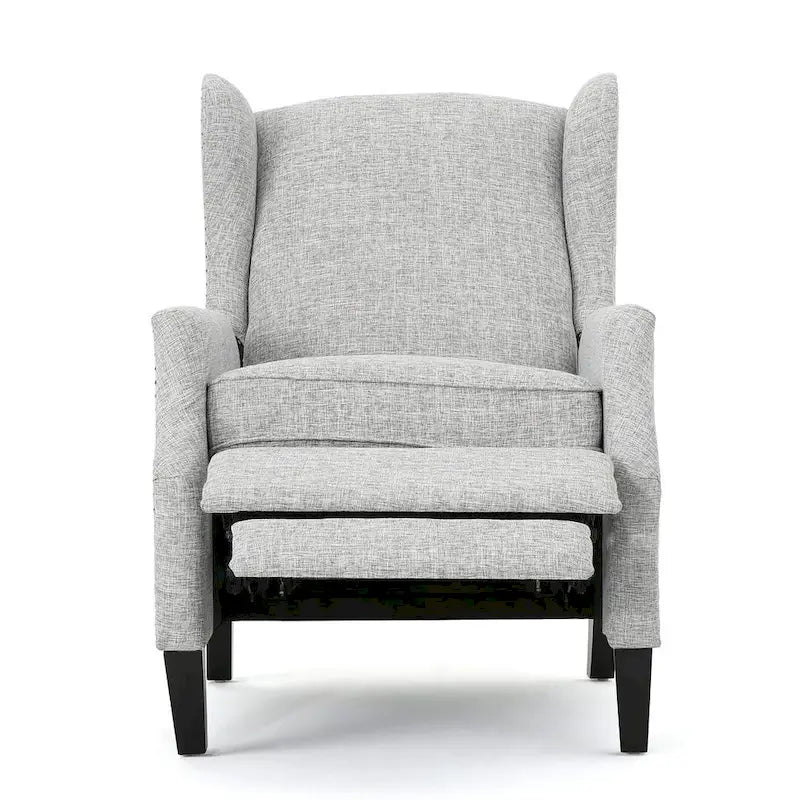 Traditional Wingback Fabric Recliner Chair with Studded Border & Padded Cushion