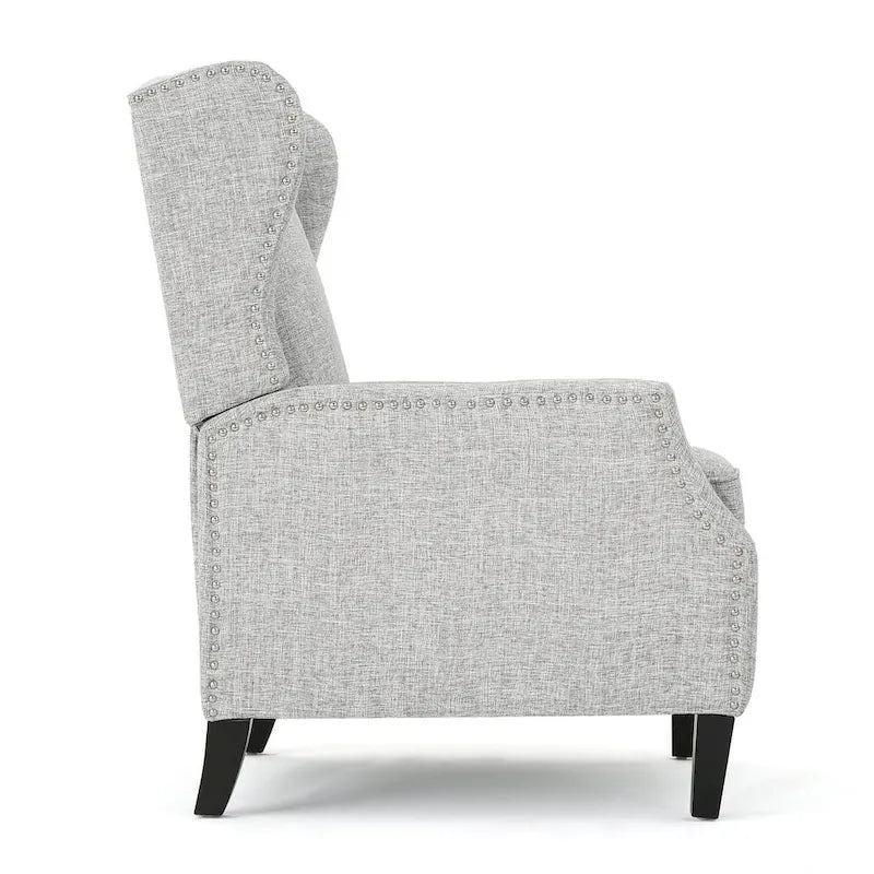Traditional Wingback Fabric Recliner Chair with Studded Border & Padded Cushion