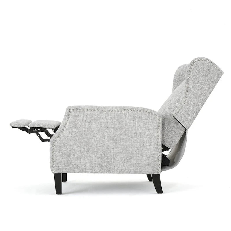 Traditional Wingback Fabric Recliner Chair with Studded Border & Padded Cushion