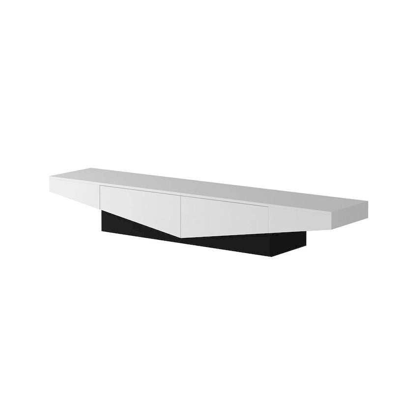78.7" Black & White Geometric TV Cabinet Entertainment Center with 2 Drawers