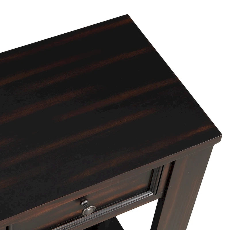 63 Inch Rustic Solid Wood Console Table with 4 Drawers & Bottom Shelf