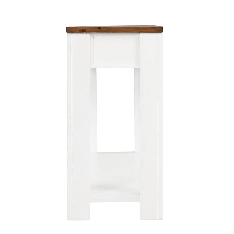 63 Inch Rustic Solid Wood Console Table with 4 Drawers & Bottom Shelf