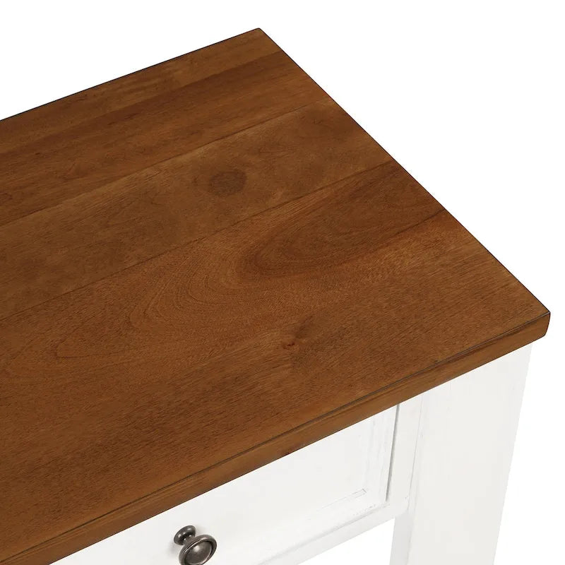 63 Inch Rustic Solid Wood Console Table with 4 Drawers & Bottom Shelf