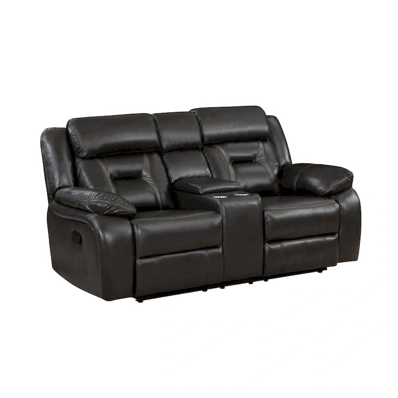 76" Dual Manual Recliner Loveseat with Cup Holders & Storage Console, Gray Faux Leather