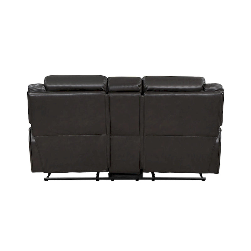 76" Dual Manual Recliner Loveseat with Cup Holders & Storage Console, Gray Faux Leather