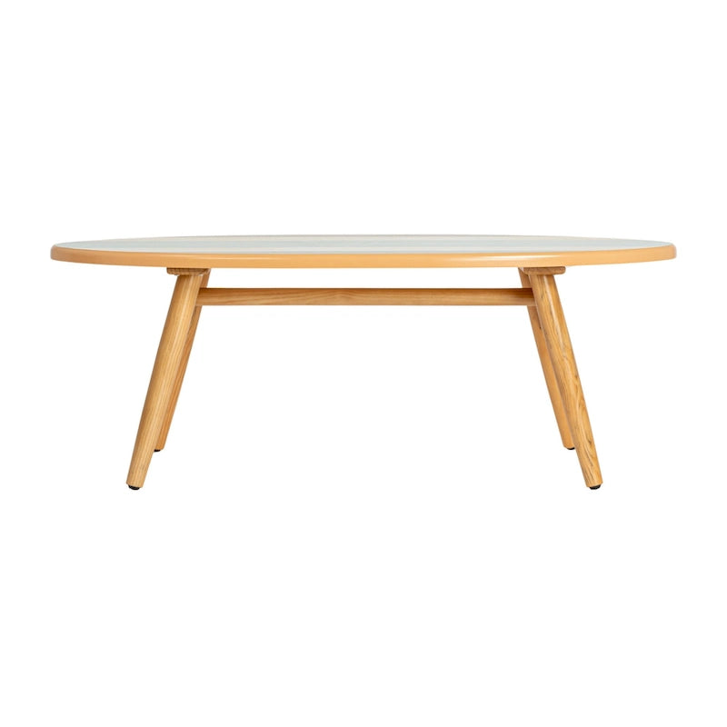 Surfboard-Shaped Striped Oval Coffee Table, Coastal Beach Style