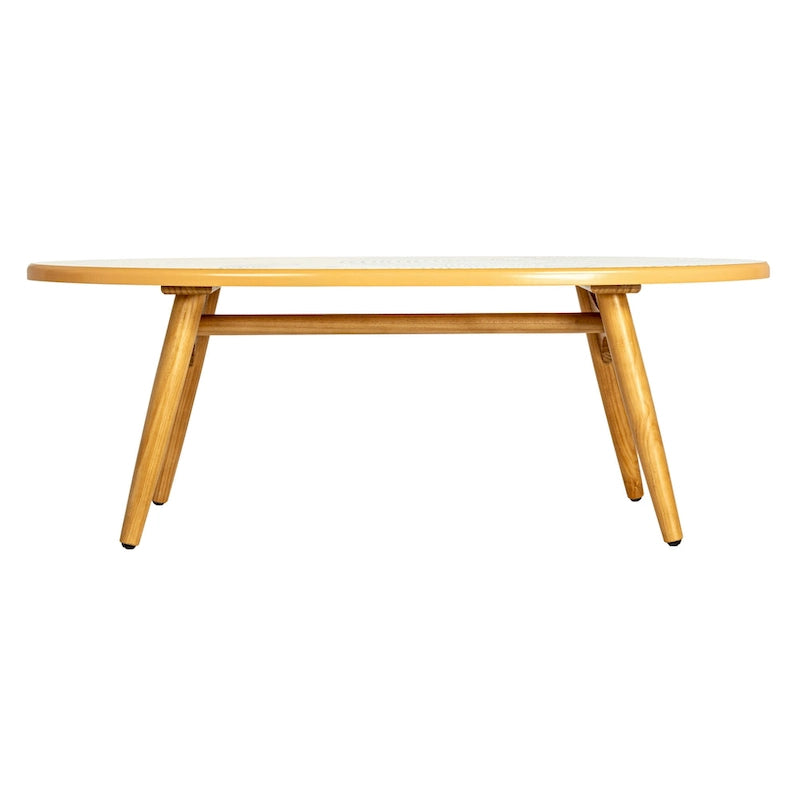 Surfboard-Shaped Striped Oval Coffee Table, Coastal Beach Style