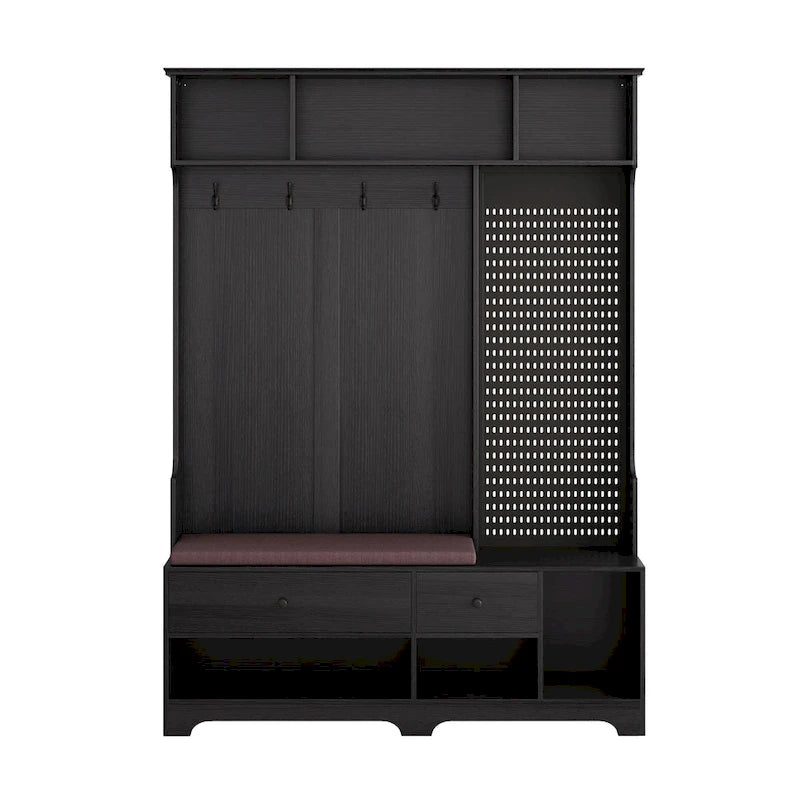 5-in-1 Entryway Hall Tree with Shoe Bench, Coat Rack, Shelves & Pegboard