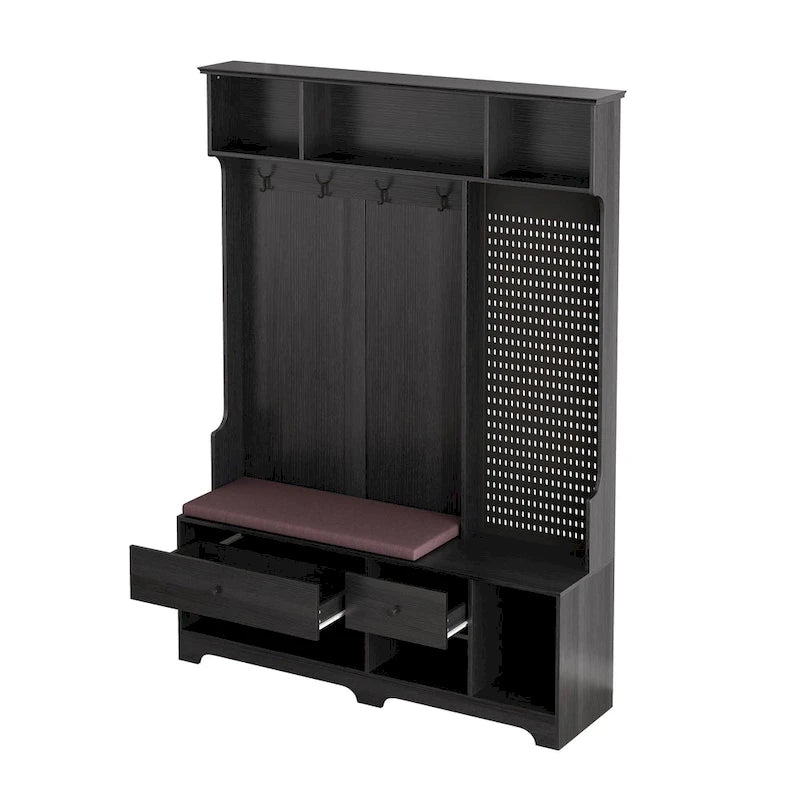 5-in-1 Entryway Hall Tree with Shoe Bench, Coat Rack, Shelves & Pegboard