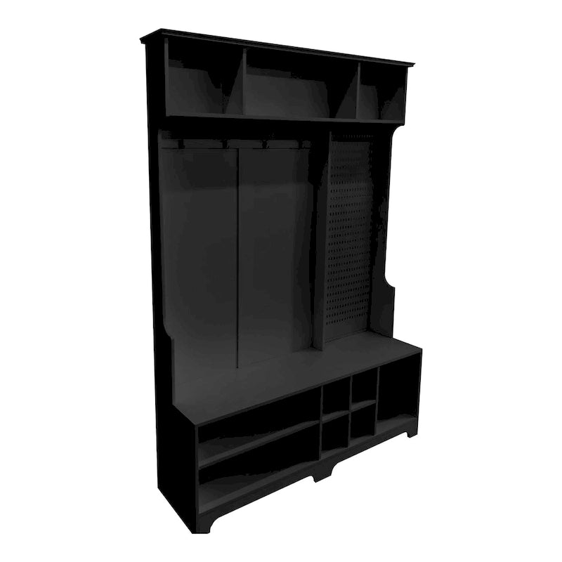 5-in-1 Entryway Hall Tree with Shoe Bench, Coat Rack, Shelves & Pegboard