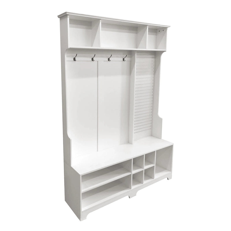 5-in-1 Entryway Hall Tree with Shoe Bench, Coat Rack, Shelves & Pegboard
