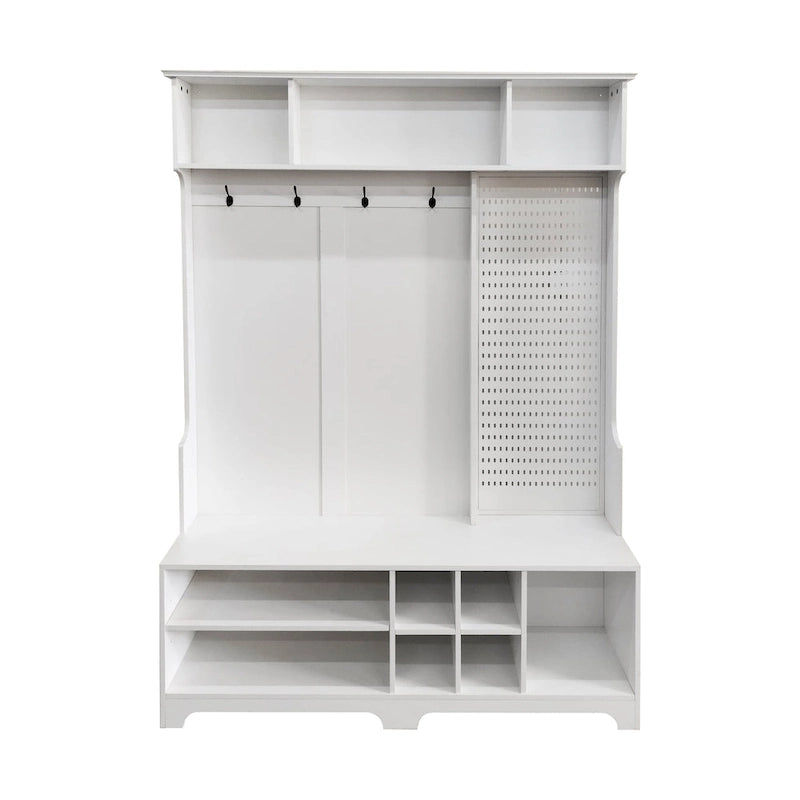 5-in-1 Entryway Hall Tree with Shoe Bench, Coat Rack, Shelves & Pegboard