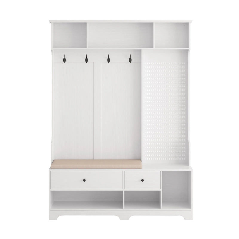 5-in-1 Entryway Hall Tree with Shoe Bench, Coat Rack, Shelves & Pegboard