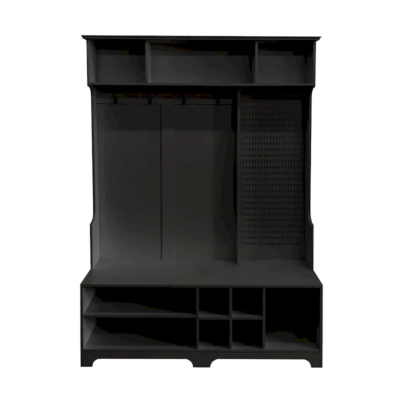 5-in-1 Entryway Hall Tree with Shoe Bench, Coat Rack, Shelves & Pegboard