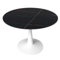 40" Round Sintered Stone Dining Table with Steel Pedestal Base, Seats 4