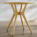 36" Round Solid Bamboo Dining Table, Scandinavian Style with Tapered Legs