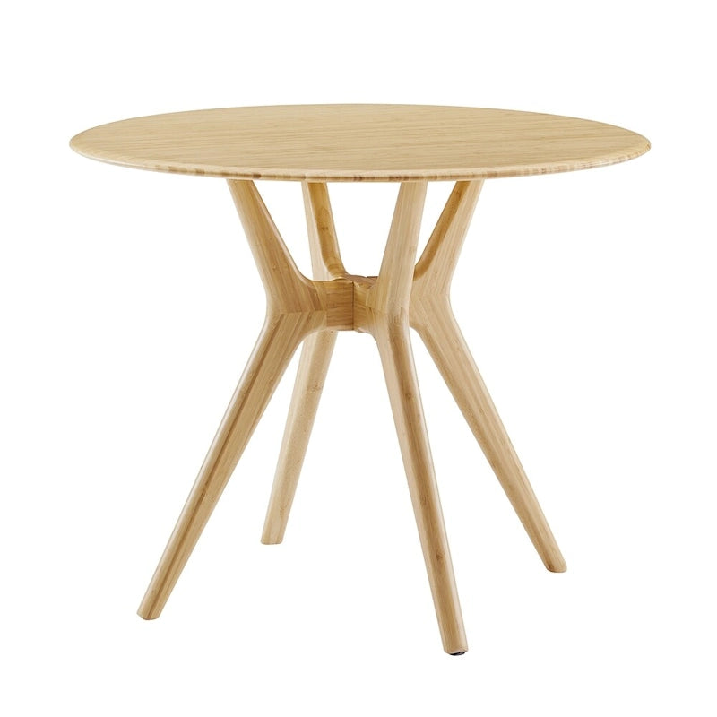 36" Round Solid Bamboo Dining Table, Scandinavian Style with Tapered Legs