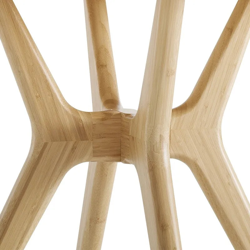 36" Round Solid Bamboo Dining Table, Scandinavian Style with Tapered Legs