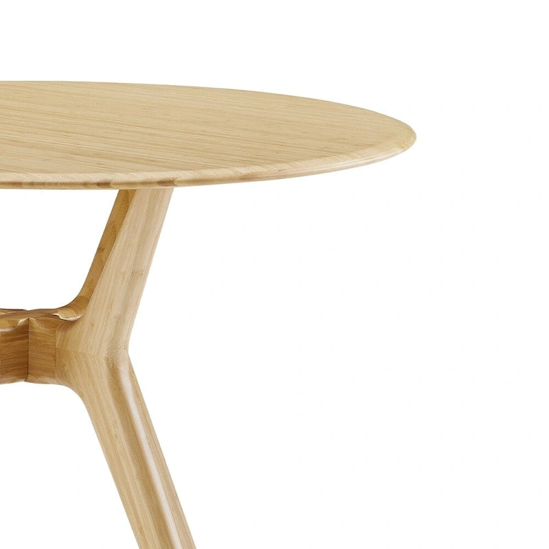 36" Round Solid Bamboo Dining Table, Scandinavian Style with Tapered Legs
