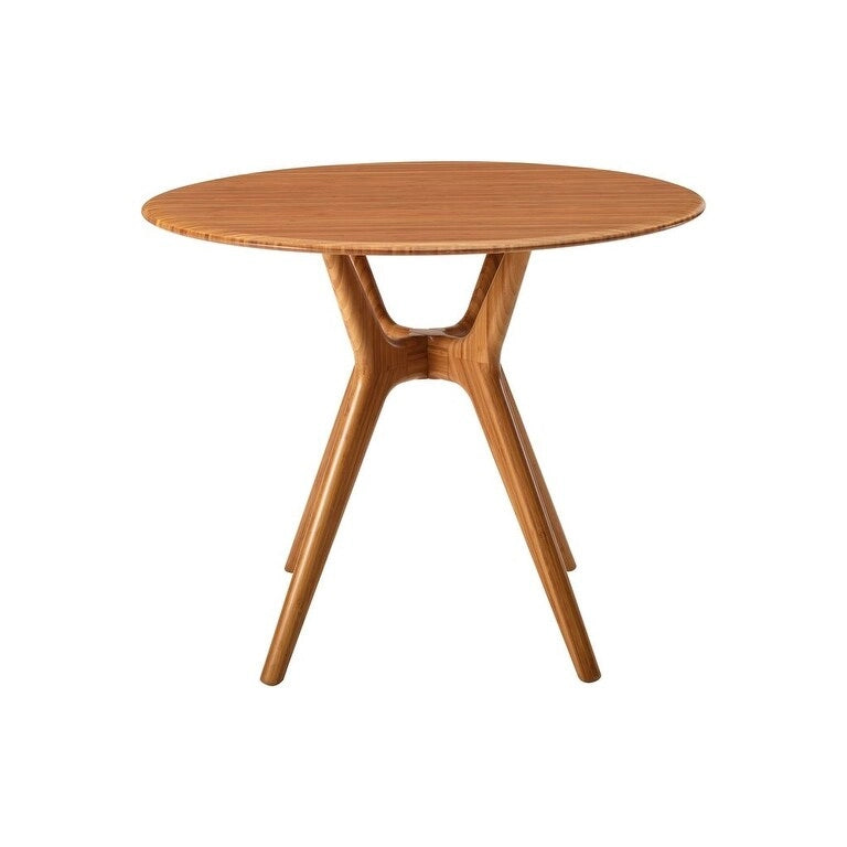 36" Round Solid Bamboo Dining Table, Scandinavian Style with Tapered Legs