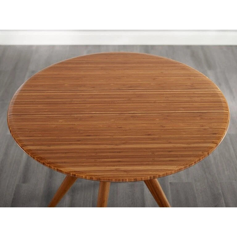 36" Round Solid Bamboo Dining Table, Scandinavian Style with Tapered Legs