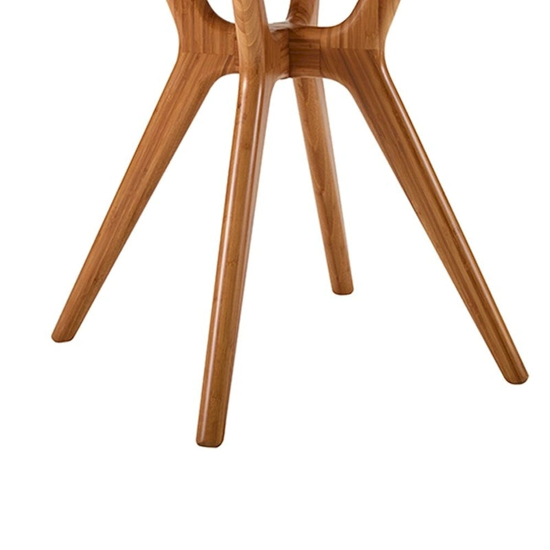 36" Round Solid Bamboo Dining Table, Scandinavian Style with Tapered Legs